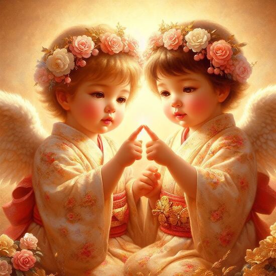 VgƎw , angels touch fingers
