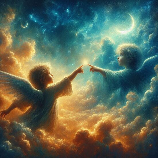 VgƎw , angels touch fingers