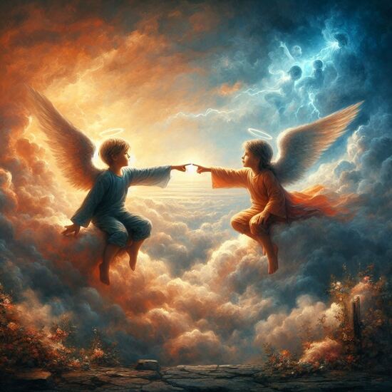 VgƎw , angels touch fingers