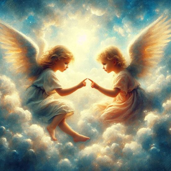 VgƎw , angels touch fingers