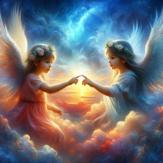VgƎw , angels touch fingers