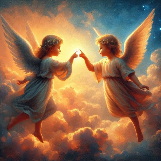 VgƎw , angels touch fingers