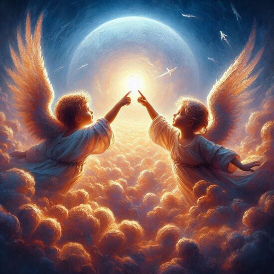VgƎw , angels touch fingers