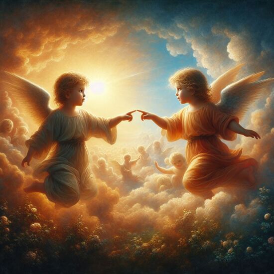 VgƎw , angels touch fingers