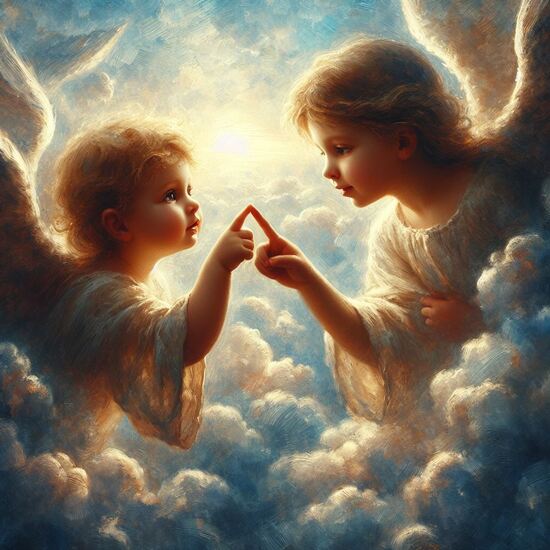 VgƎw , angels touch fingers