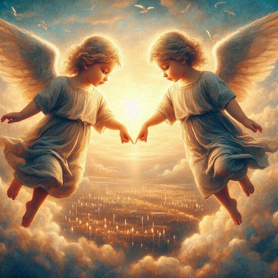 VgƎw , angels touch fingers