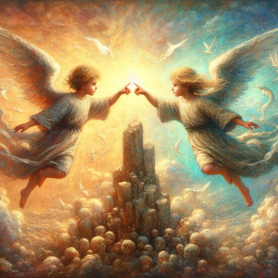 VgƎw , angels touch fingers
