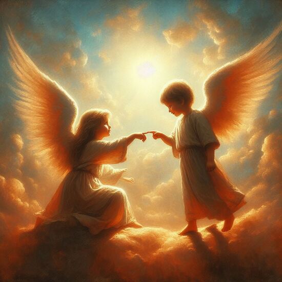 VgƎw , angels touch fingers