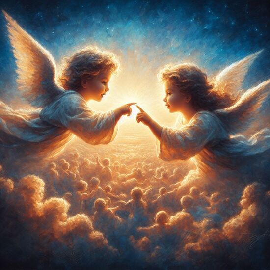 VgƎw , angels touch fingers