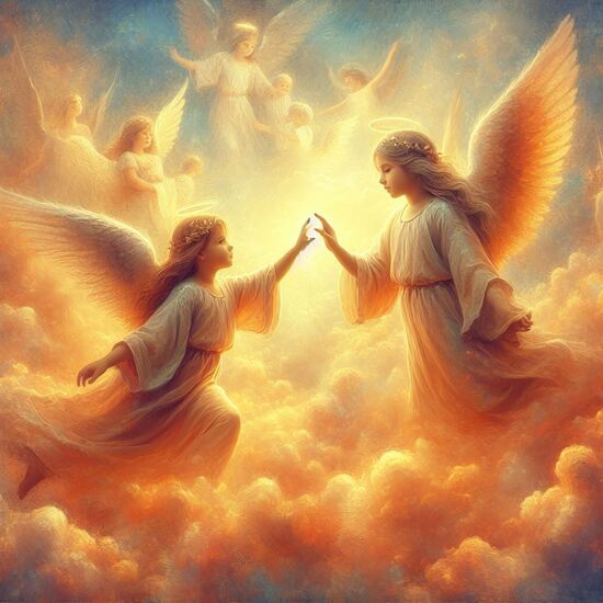 VgƎw , angels touch fingers