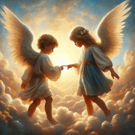 VgƎw , angels touch fingers
