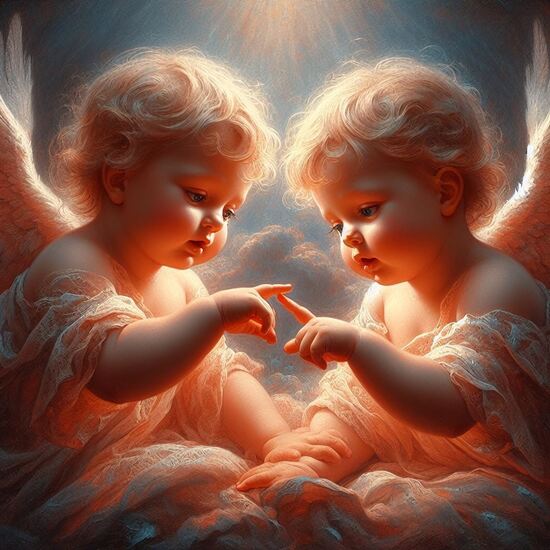 VgƎw , angels touch fingers