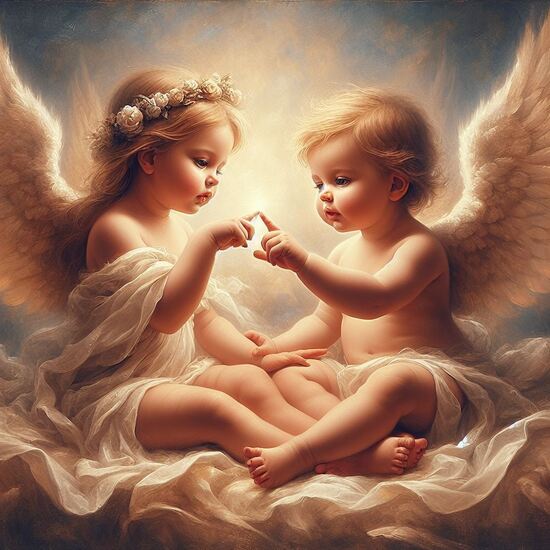 VgƎw , angels touch fingers