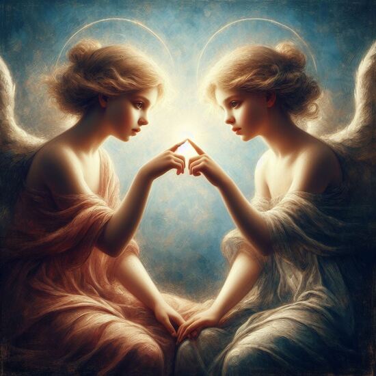 VgƎw , angels touch fingers