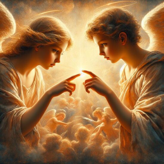 VgƎw , angels touch fingers