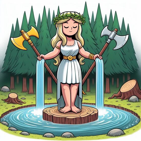 金の斧・銀の斧 イラスト